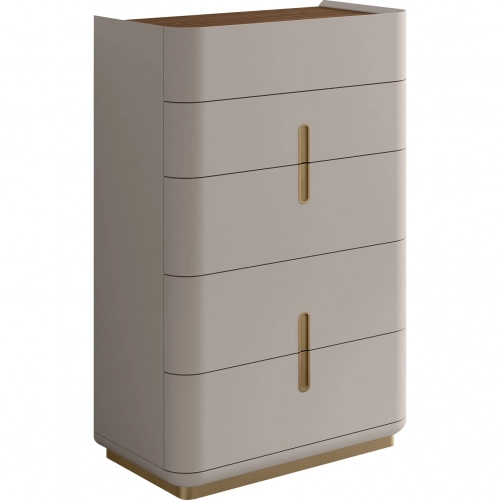 Aurelia Chest in Light Grey, Walnut & Brushed Bronze